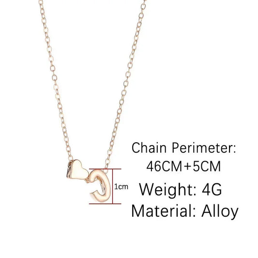 Fashion Tiny Heart Dainty Initial Necklace