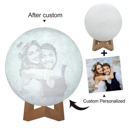 3D Printing Moon Lamp – Personalized Photo & Text Custom Night Light for Birthday, Mother’s Day & Valentine’s Gifts