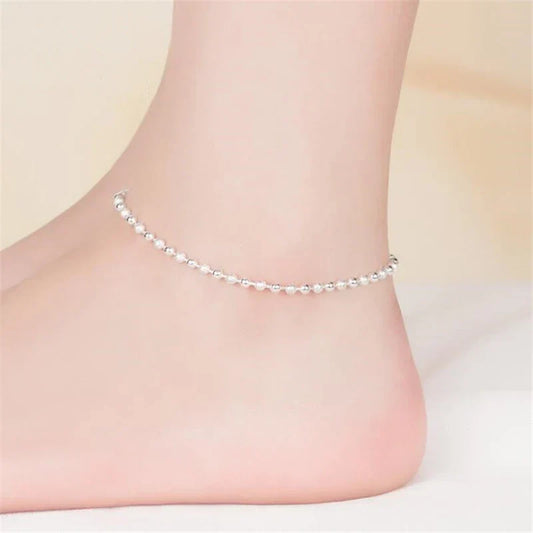 KOFSAC 925 Sterling Silver Anklet – Summer Beaded Ankle Bracelet for Women