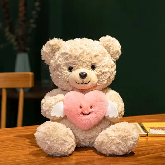 25cm Cute Angel Holding Heart Little Bear Plush Doll – Romantic Valentine’s Day Gift