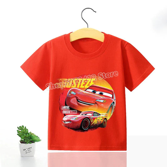 Lightning McQueen Kids T-Shirt – Disney Pixar Cars Cartoon Tee for Boys