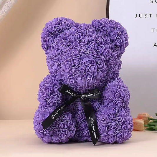 25cm Artificial Teddy Rose Flower Bear with Box – Romantic Valentine’s Day Gift