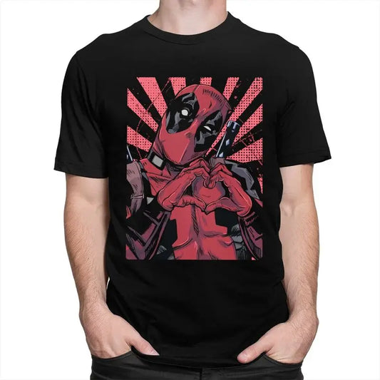 Cool Deadpool Heart Hands T-Shirt – Men’s Short Sleeve Cotton Tee