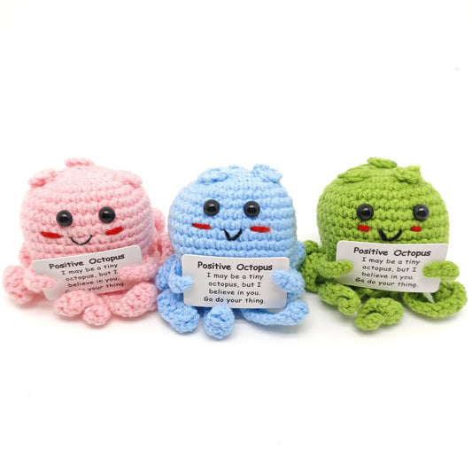 Funny Crochet Positive Energy Shark Doll – Emotional Support & Cute Knitted Woolen Bee Decor
