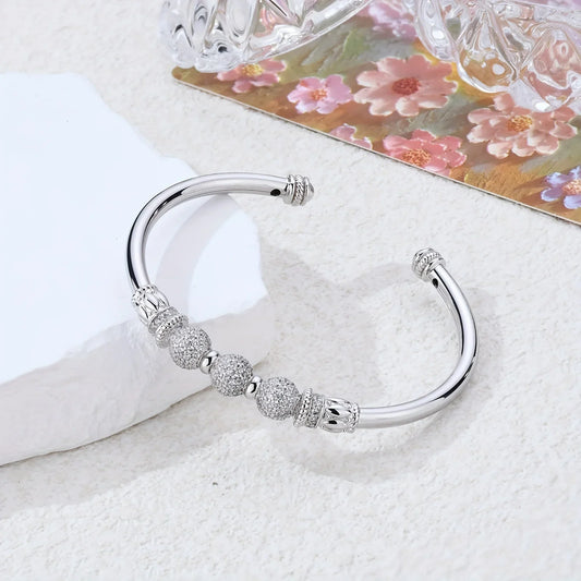 S925 Silver Moissanite Open Bangle – Elegant Jewelry Gift for Her