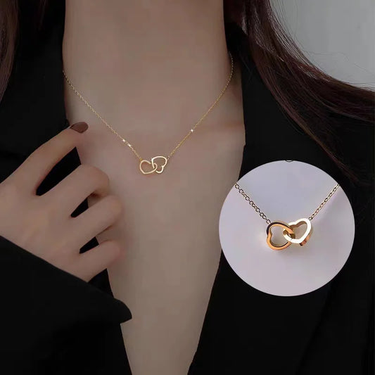 PolishedPlus Custom Names Heart Necklace – Personalized Pendant with Rotating Rose Gift Box for Women