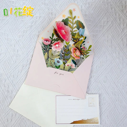 3D Flower Greeting Card Set – Romantic Cards for Birthdays, Christmas, Weddings & More