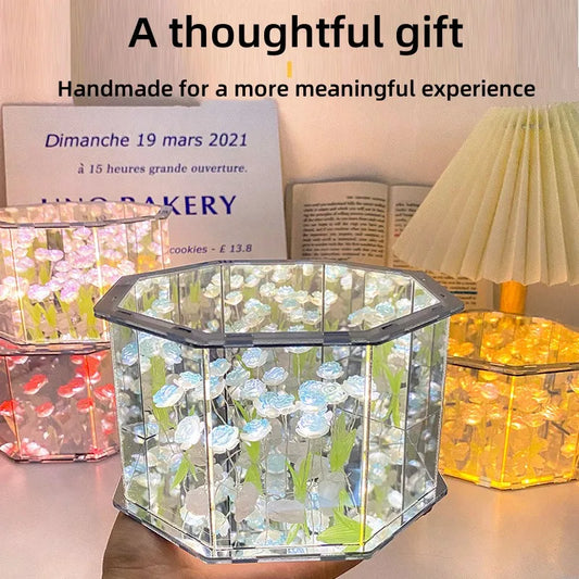 DIY Tulip Mirror Cube Lamp – 3D LED Nightlight Craft Kit & Handmade Gift