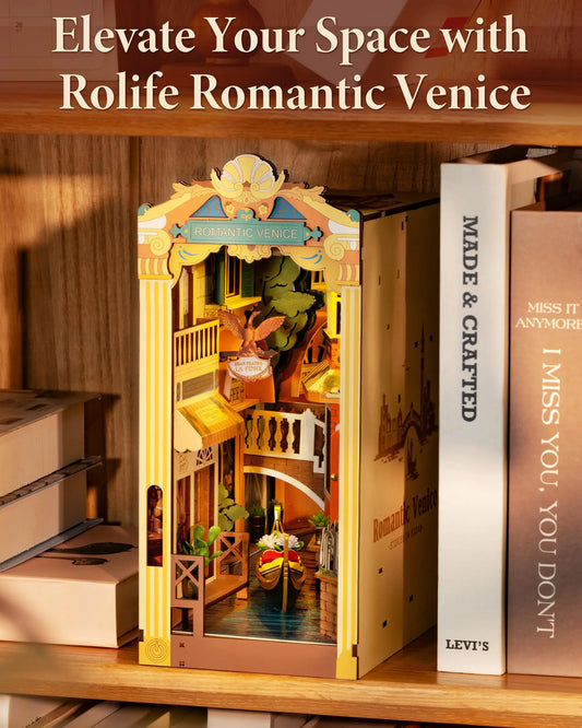Robotime Rolife DIY Book Nook Kit – Romantic Venice 3D Wooden Puzzle for Adults