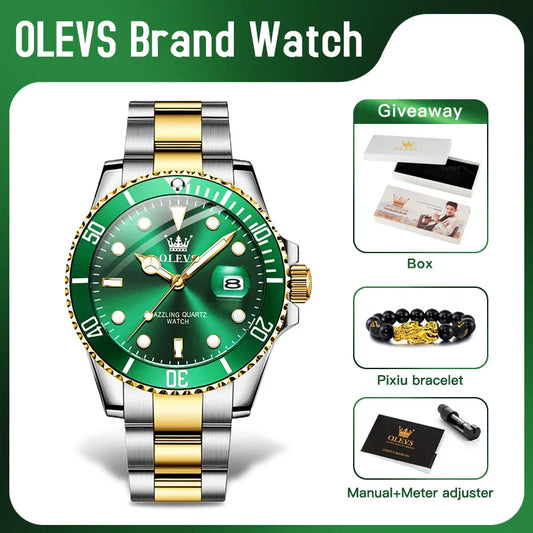 OLEVS 5885 Men's Watch – Original Brand Waterproof Quartz Watch with Stainless Steel Strap & Date Display