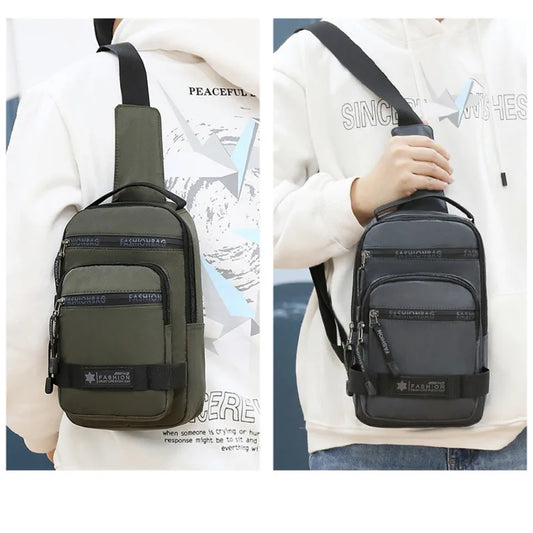 Men's Large Capacity Chest Bag – Lightweight Nylon Crossbody Shoulder Backpack for Travel