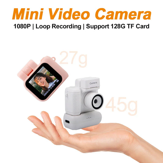 Y4000 Mini Camera with Screen – HD 1080p Portable Retro Video Recorder with Flash & Battery Dock