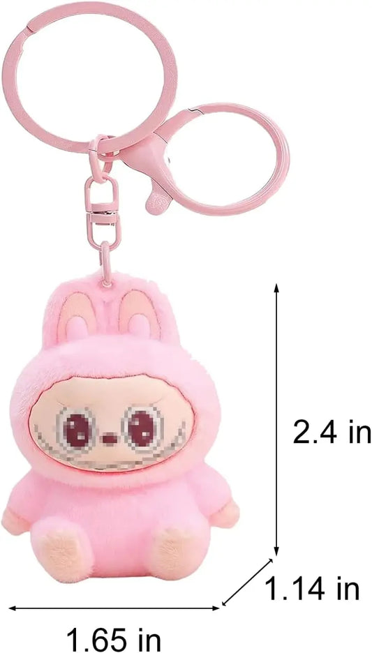 Cute Flocking Cartoon Monsters Keychain – Kawaii Bag Charm Gift for Women