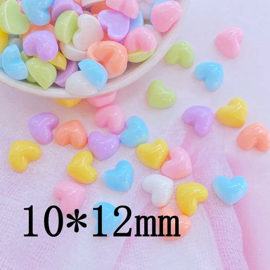 30Pcs Cute Mini Heart-Shaped Resin Figurines – Flatback Cabochons for Crafts & Accessories